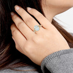 Aquamarine & Diamond Accent Cocktail Ring Jewelry In 18k Yellow Gold