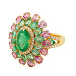 Natural Emerald Diamond Beautiful Wedding Ring In 18k Yellow Gold