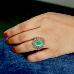 Natural Emerald Diamond Beautiful Wedding Ring In 18k Yellow Gold