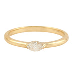 Marquise Diamond Solitaire Sleek Band Ring In Yellow Gold