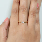 Oval Cut Natural Diamond Sleek band Ring in 18k Yellow Gold For Her