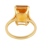 Emerald Cut Citrine Diamond Accent Cocktail Ring In 18k Yellow Gold