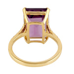 Emerald Cut Amethyst Diamond Accent Cocktail Ring In 18k Yellow Gold