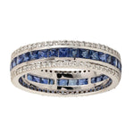 Chaneel Set Sapphire Diamond Full Eternity Ring 14k White Gold