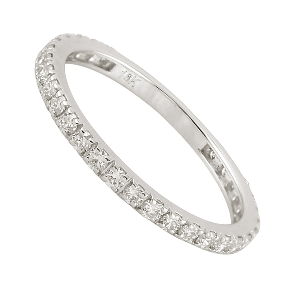 Elegant 18k White Gold Pave Diamond Full Eternity Band Ring For Her