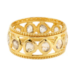 Beautiful Bezel Set Diamond 18k Gold Party Wear Band Ring