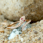 Pave Diamond Serpent Bypass Ring in 18k Rose Gold