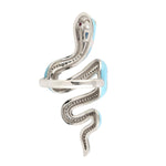 Natural Blue Sapphire Pave Diamond Enamel Serpent Ring In 14k  Gold