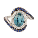 Beautiful Zirconia Sapphire Diamond Designer Ring In White Gold