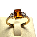 Citrine Sapphire Diamond Accent Delicate Ring in 18k Yellow Gold