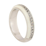 Natural White Sapphire Enamel Band Ring In 18k Gold