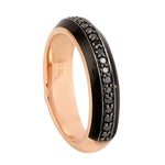 Natural Black Diamond Enamel Band Ring In 18k Gold