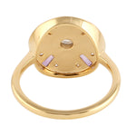 Tapered Baguette Citrine Amethyst Moonstone Designer Ring in 18k Gold