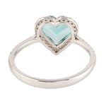 Apatite Diamond Heart Design Ring 18k White Gold Love Jewelry