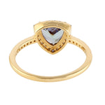 Trillion Tanzanite Sapphire Diamond 18k Yellow Gold Ring