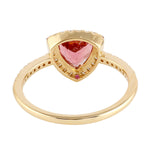 Trillion Tourmaline Ruby Diamond 18k Yellow Gold Ring