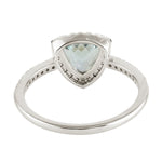 Trillion Aquamarine Sapphire Diamond 18k White Gold Ring