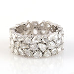 Natural Diamond 18k White Gold Wide Band Ring For Her