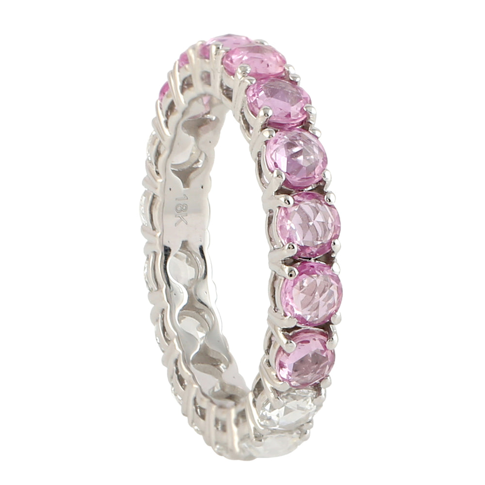 Pink Sapphire Diamond Dual Color Ring In 18k White Gold
