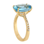 Oval Topaz Diamond Delicate Ring 14k Solid Gold