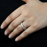 Baguette Aquamarine Full Eternity Band Ring In 18k White Gold