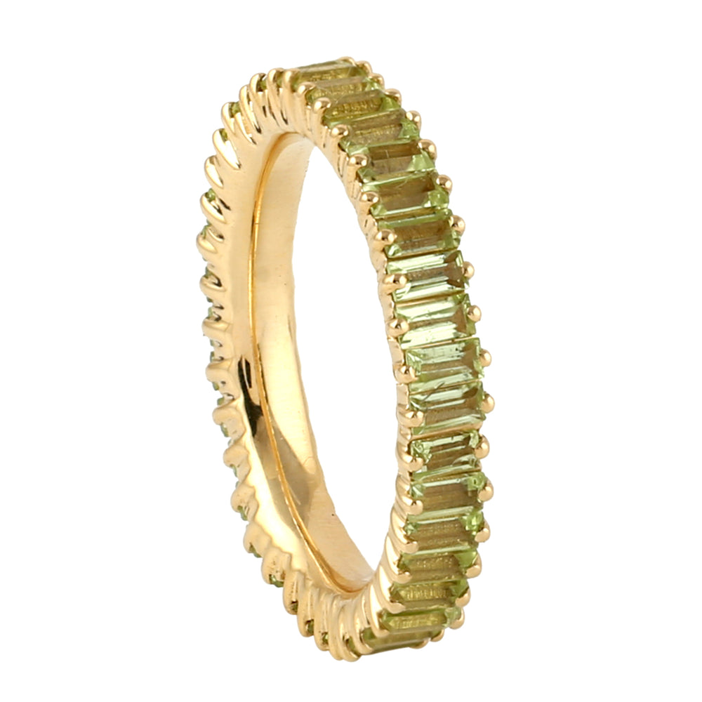 Channel Set Peridot Full Eternity Band Ring in 18k Yellow Gold