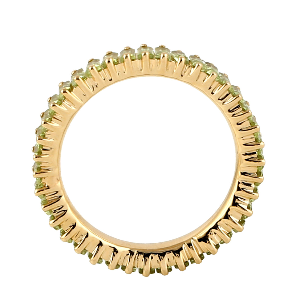 Channel Set Peridot Full Eternity Band Ring in 18k Yellow Gold