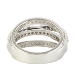 Natural Pave Diamond Cross Over Multi Band Ring In 18k White Gold