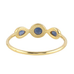 Natural Sapphire Three Stone Band Ring in 10k Yellow Gold