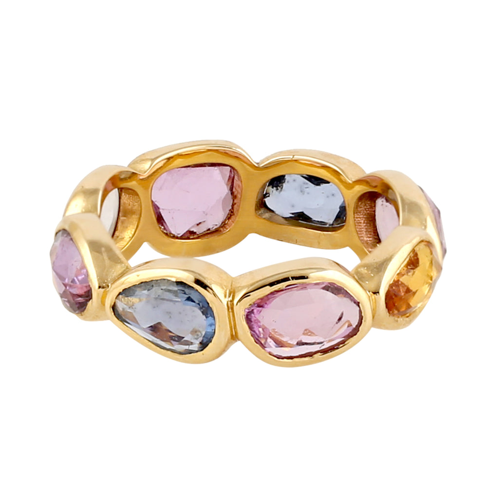 Multicolor Sapphire Band Ring in 18k Yellow Gold