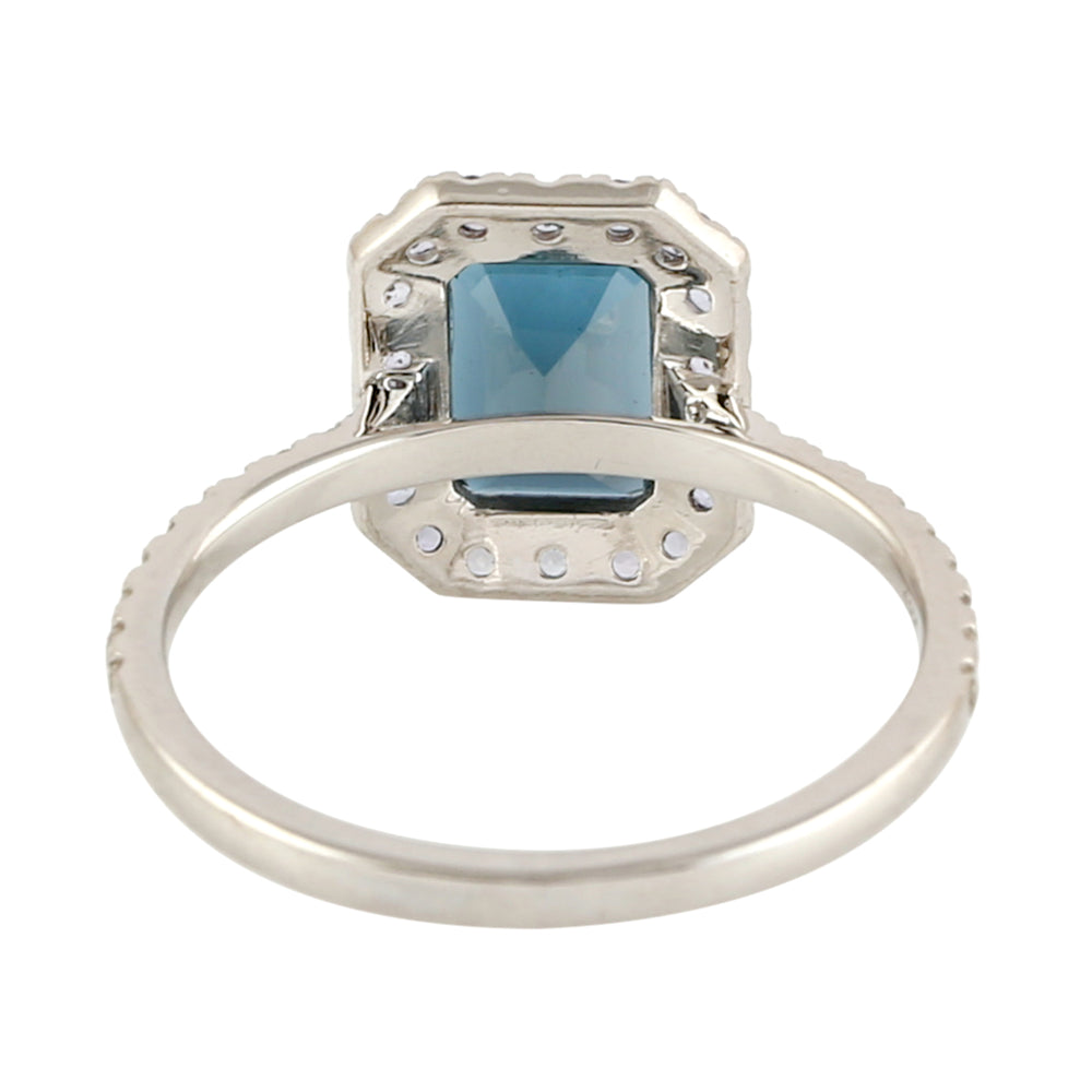 Tanzanite Blue Topaz Accent Diamond 18k White Gold Ring