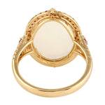 Natural Opal Ethiopian Sapphire Diamond Cocktail Wedding Ring In 18k Yellow Gold