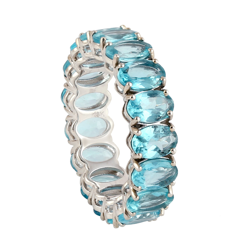 Oval Cut Apatite Full Eternity Band Ring In 18k White Gold