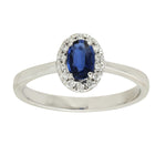 Oval Sapphire Diamond Designer Ring In 18k White Gold For Gift
