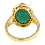 18k Gold Emerald & Diamond Gemstone Cocktail Party Wear Ring