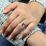Handmade Sapphire & Diamond Elegant Ring In 18k White Gold