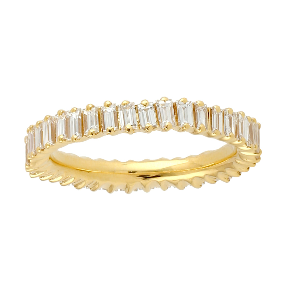 Baguette Diamond Eternity Band Ring In 18k Yellow Gold
