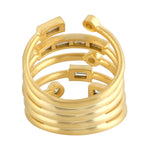 Natural Diamond 18k Yellow Gold Spiral Ring Gift For Her