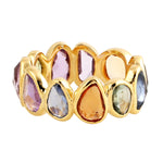 Natural Multicolor Sapphire 18k Yellow Gold Wedding Ring