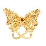 Multicolor Sapphire Diamond Butterfly Cocktail Ring In 18k Yellow Gold