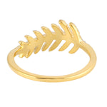 18k Yellow Gold Natural Pave Diamond Leaf Design Dainty Ring