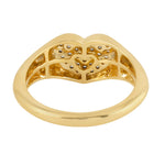 Natural Pave Diamond Heart Shaped Ring For Her IN Yellow Gold