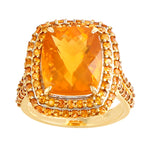 Opal Fire Garnet Gemstone Cocktail Ring In 18k Yellow Gold