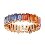Multicolor Baguette Sapphire Eternity Ring 14k Yellow Gold