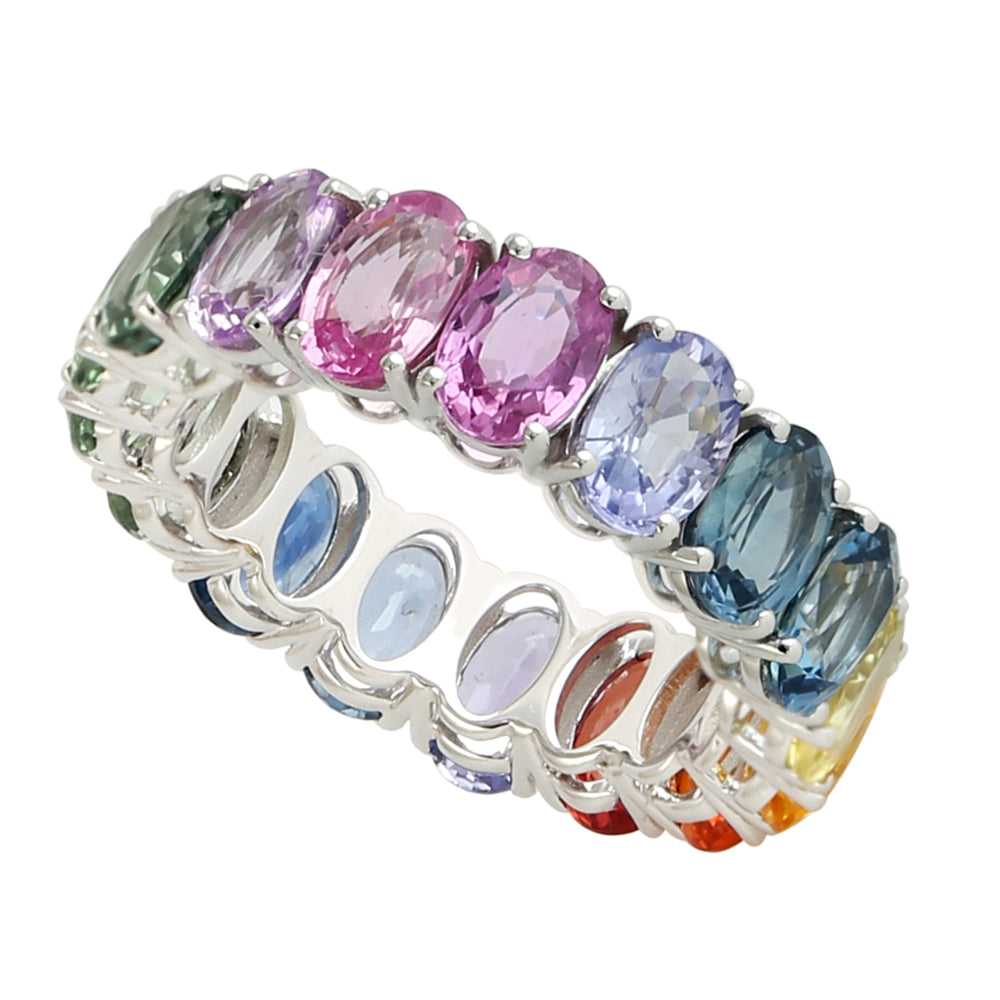 Multicolor Sapphire BeautifulBand Ring in 18k White Gold