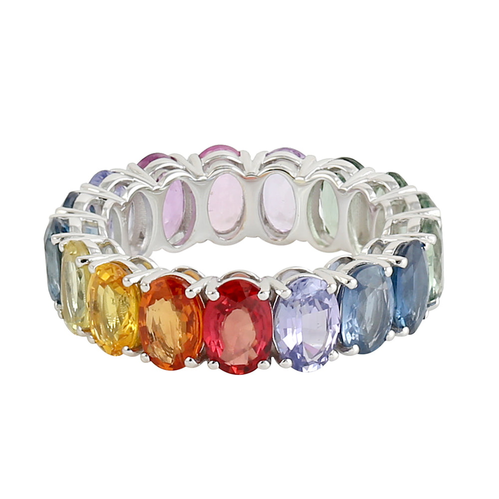 Multicolor Sapphire BeautifulBand Ring in 18k White Gold