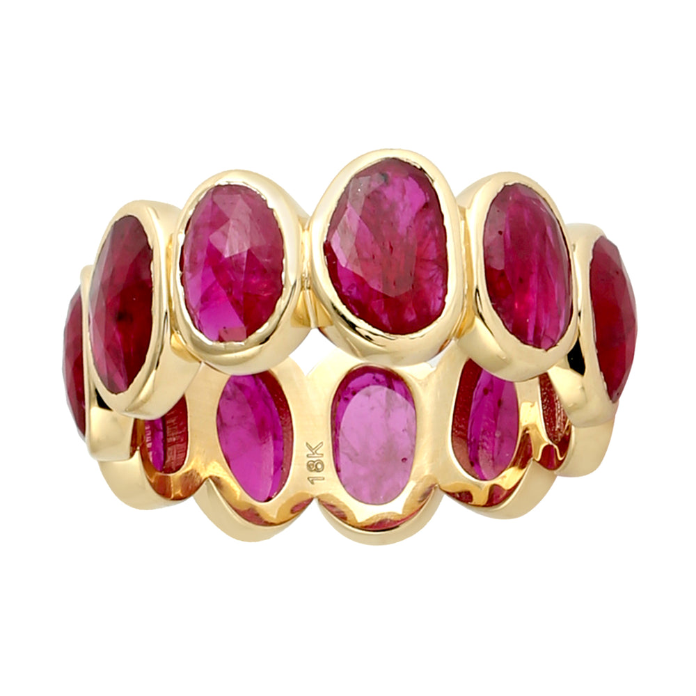 Bezel Set Ruby Band Ring In 18k Yellow Gold