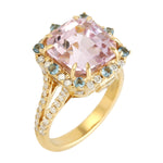 Pink Kunzite Sapphire 18k Yellow Gold Beautiful Wedding Ring