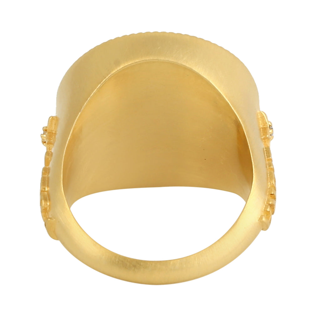 14k Yellow Gold Libra Zodiac Signet Ring Diamond Gift