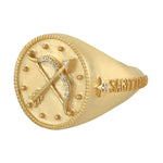 Micro Pave Diamond Sagittarius Zodiac Charm Signet 14k Yellow Gold Gift